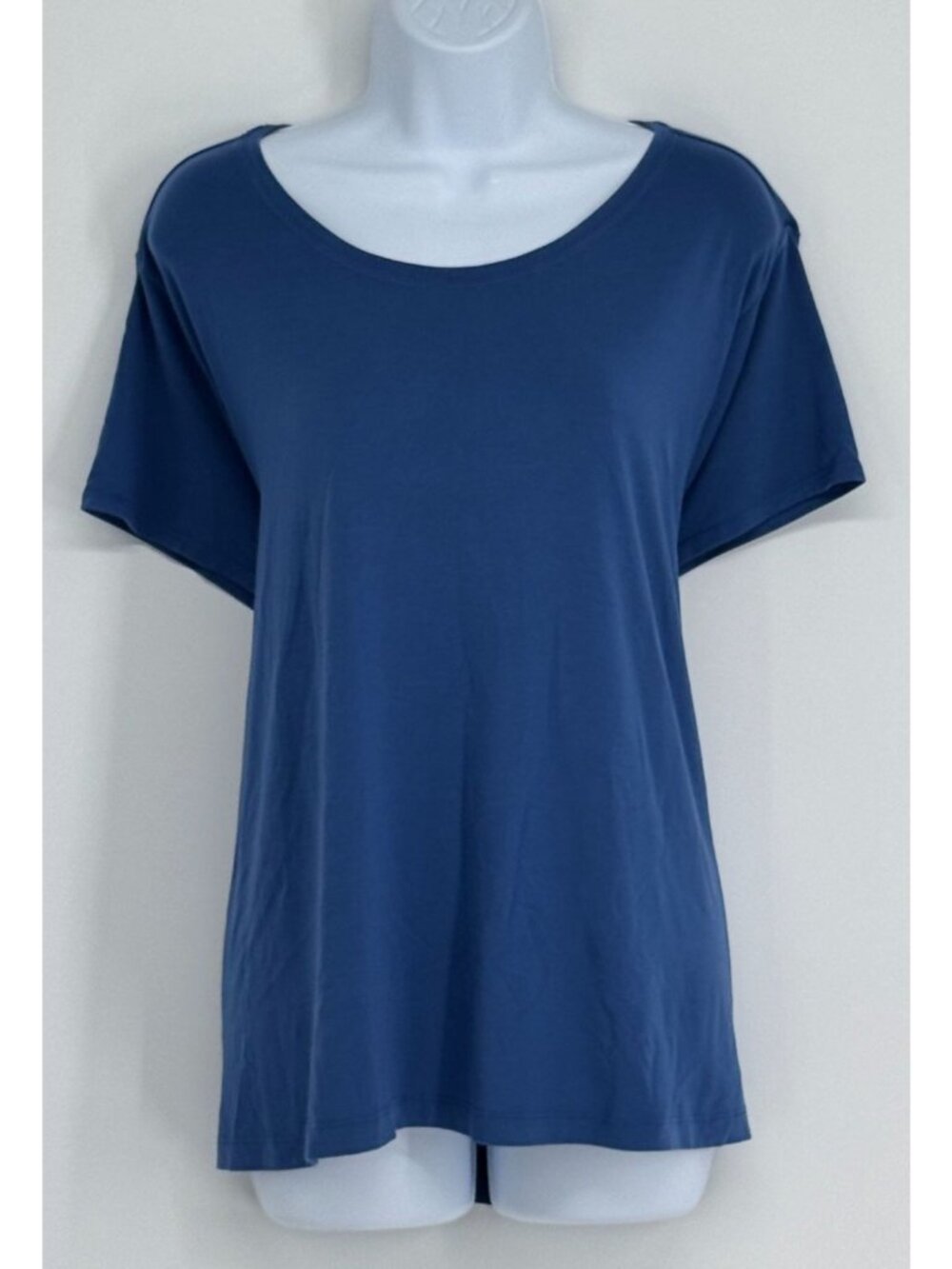 Athleta Blue 3X Tunic Short Sleeve Open Back Top Boxy Stretch Tee Athleisure